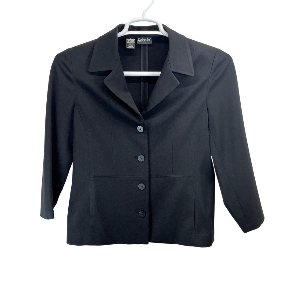 Rafaella‎ Womens Black Button Up Front Pockets Classy Blazer Size 6